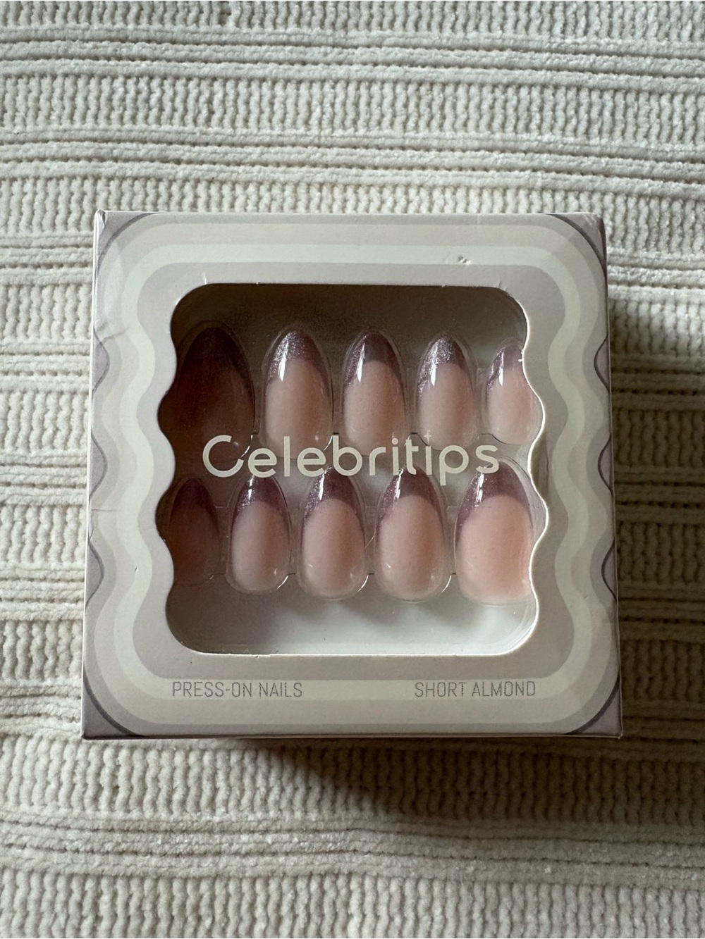 Celebritips Purple French Tip Press-On Nails - Short Almond